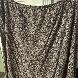 Brown Paisley Floral Ruffle Midi Skirt